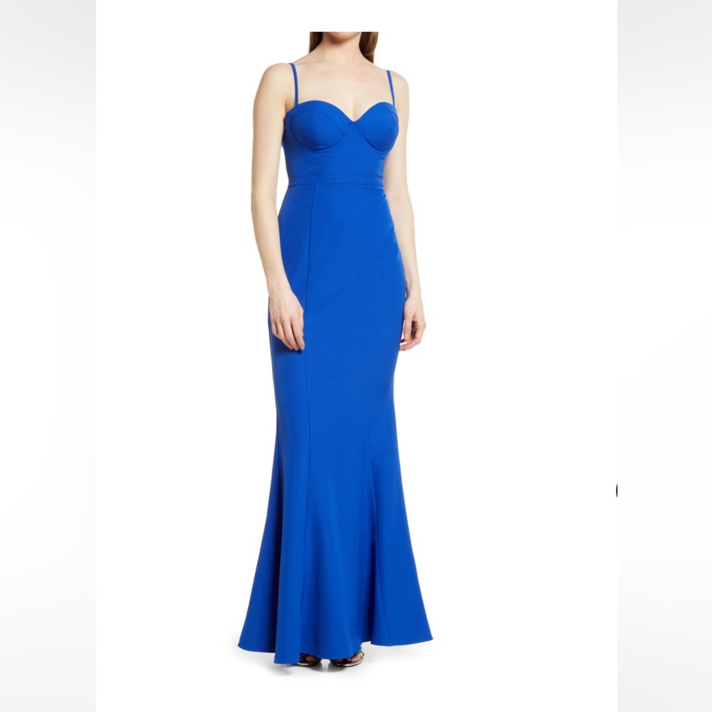 Nordstrom Elle Zeitoune blue crepe mermaid maxi  dress. Size XS